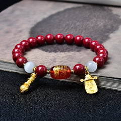Blessing Red Cinnabar Bead Bracelet – Handmade Protection Amulet