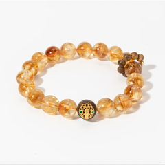 Golden Fortune Bead Bracelet – Citrine & Agarwood with Five Wealth Gods | GComing
