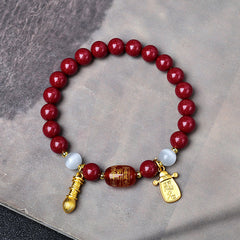 Blessing Red Cinnabar Bead Bracelet – Handmade Protection Amulet
