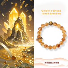 Golden Fortune Bead Bracelet – Citrine & Agarwood with Five Wealth Gods | GComing