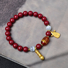 Blessing Red Cinnabar Bead Bracelet – Handmade Protection Amulet