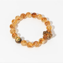 Golden Fortune Bead Bracelet – Citrine & Agarwood with Five Wealth Gods | GComing