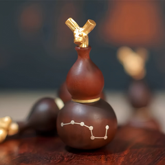 Seven-Star Inlaid Gourd – Black Jujube Wood with Silver Constellation | GComing